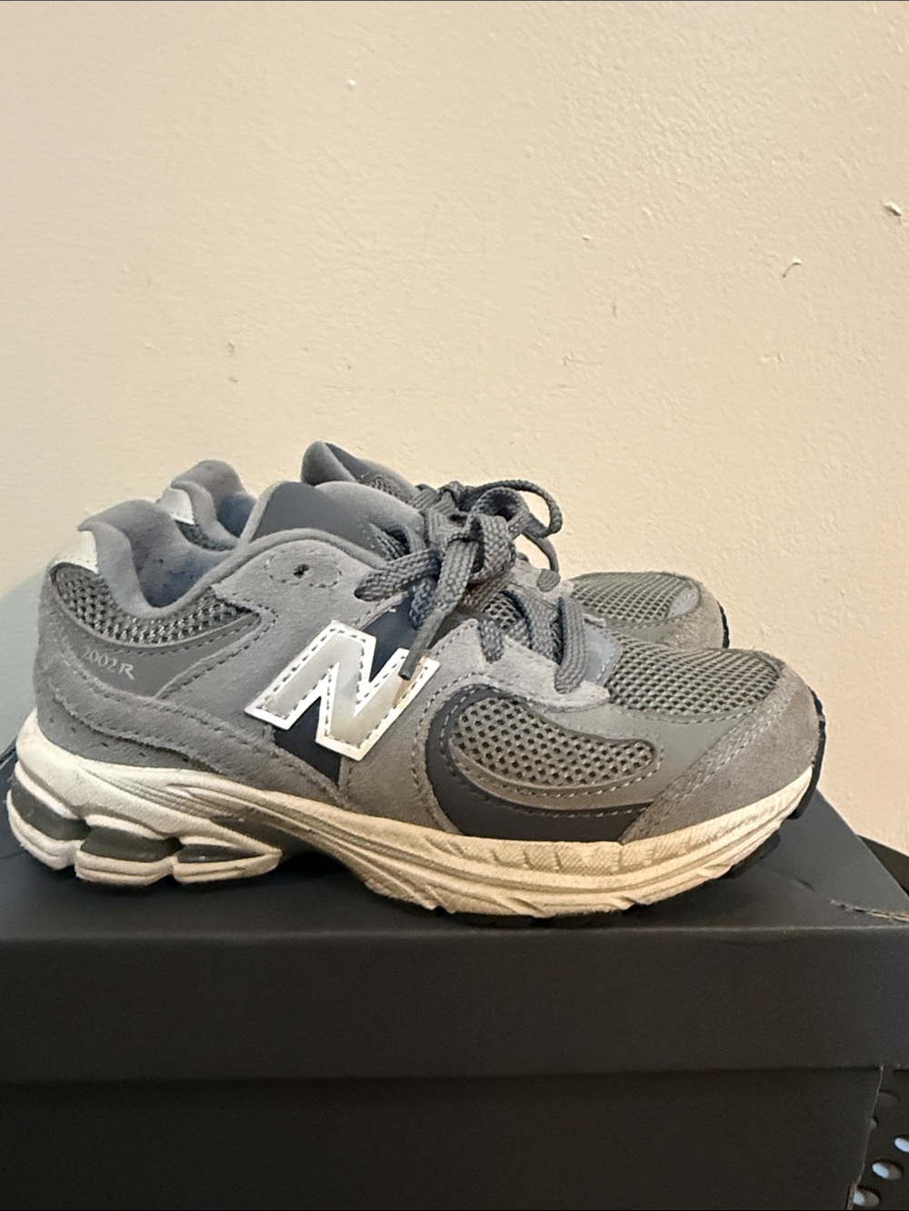 New Balance Kids Gray Mesh & Suede Sneakers